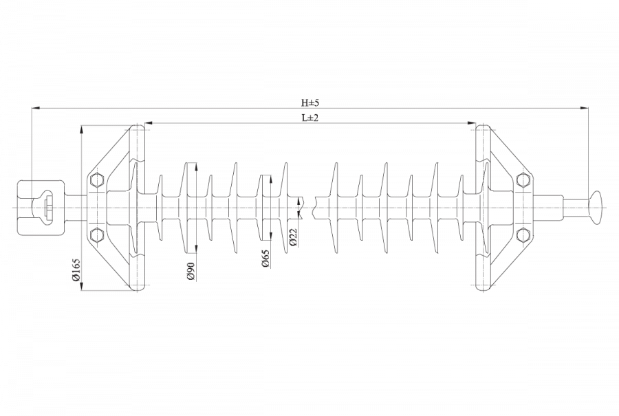 Linear suspended rod insulator with protective sheath made of organosilicon composition LK 70/220-I-4 GP