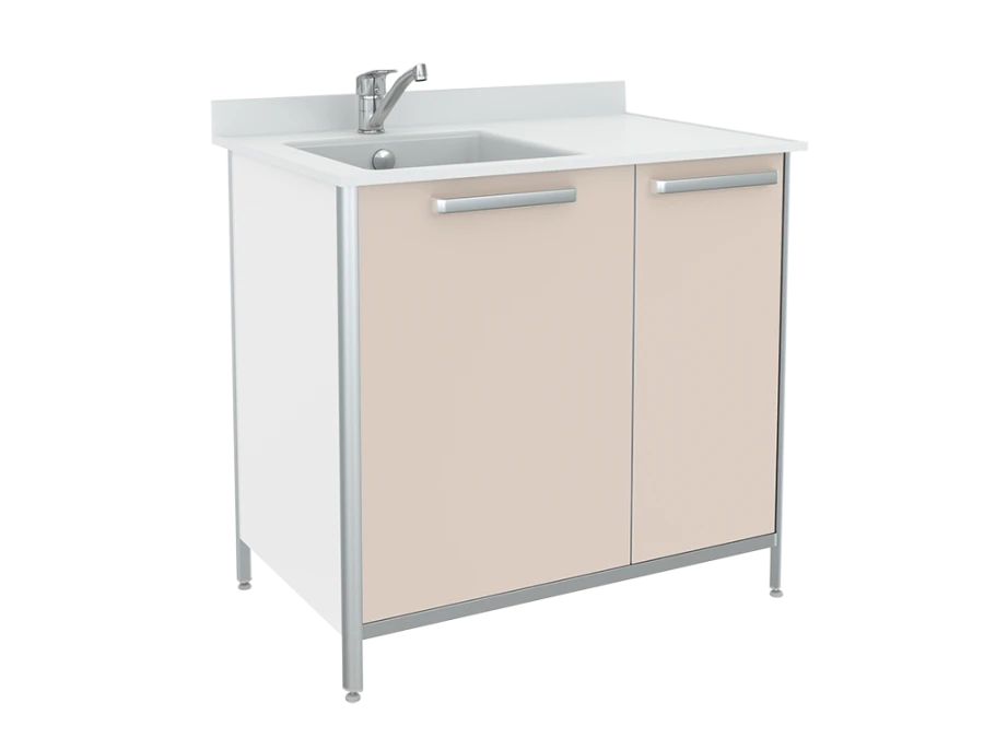 Table-bench with sink STSM-2 from a set of furniture for clinical diagnostic laboratories according to TU 9452-013-13305037-2010
