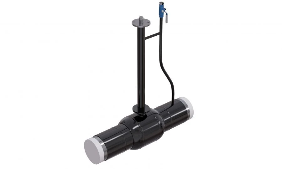 Ball valve ALSO stainless steel welded full bore with an extended stem (under the insulation) and drainage (purging) pat