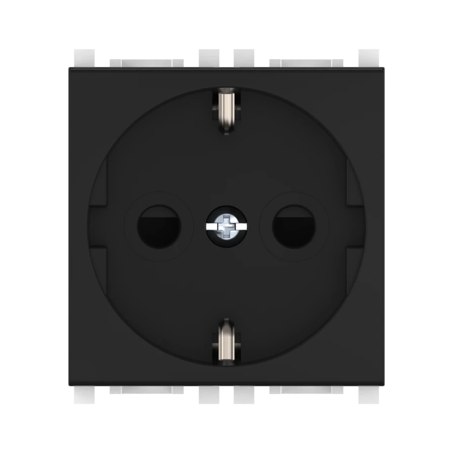 CADUCEUS ALING Experience Flush-mounted socket outlet with grounding plug 16A, 250V~, 2M, black (soft touch), art. 74102.?1