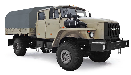 Flatbed truck Ural 43206-0551-71 (Equipment variants: gearbox ZF 9S1315, 9S1310; clutches ZF, Hammer; transfer case: URA)