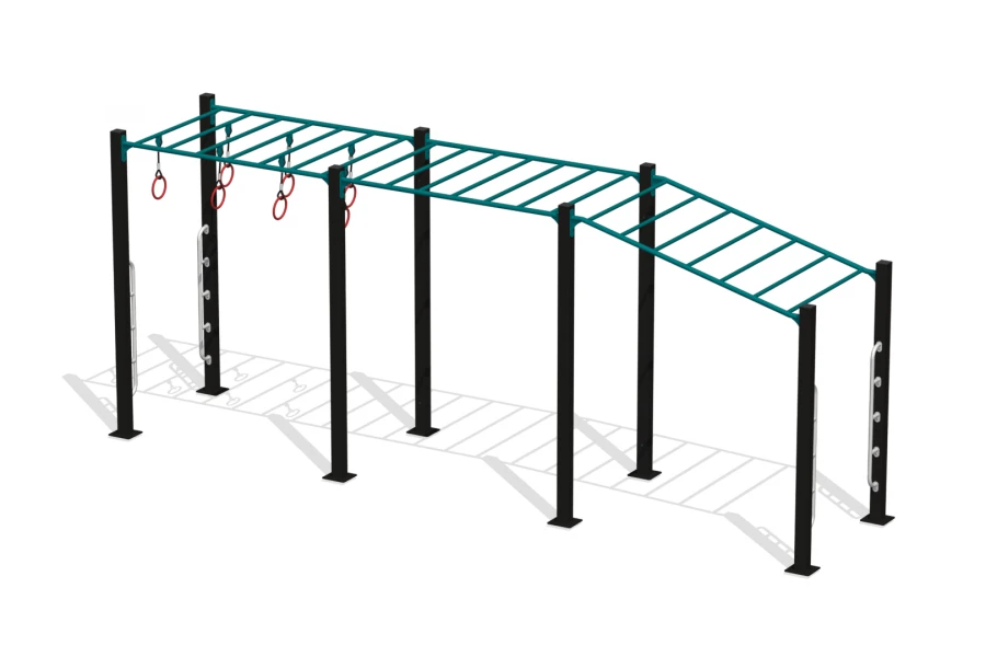 Handrail with height change and possibility of using additional accessories (movable rings), 6 m long, with auxiliary accessorie