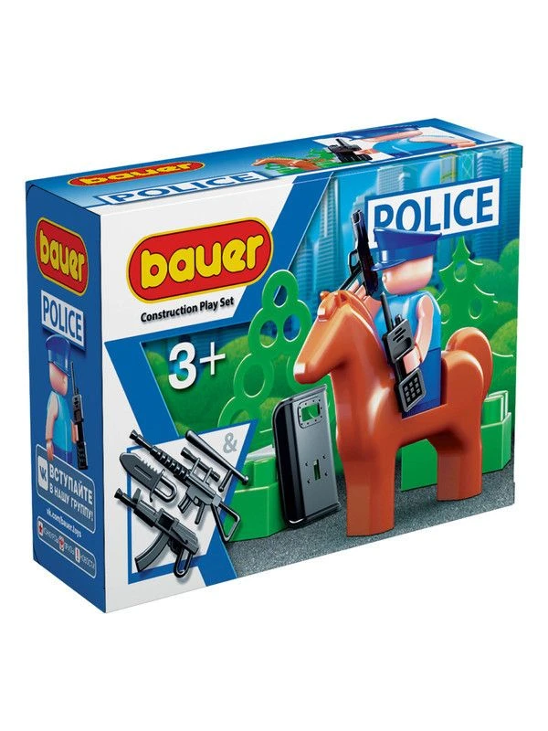 Bauer children's educational construction toy "Police" series set "Mounted Police" 13 elements in a box, article 627
