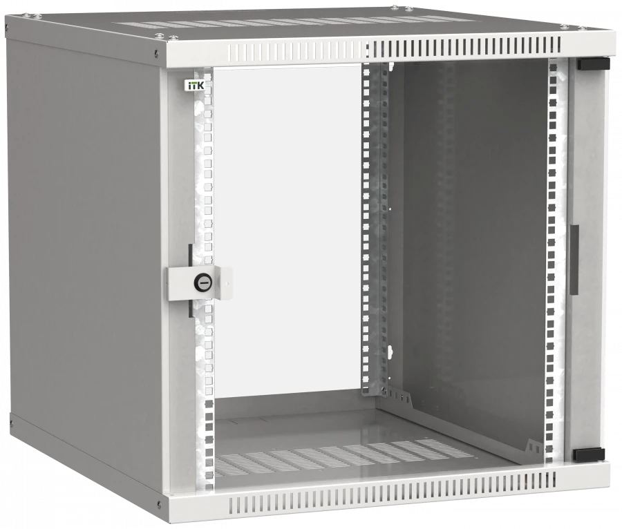 LWE3-09U66-GF ITK Cupboard LINEA WE 9U 600x600mm door glass grey