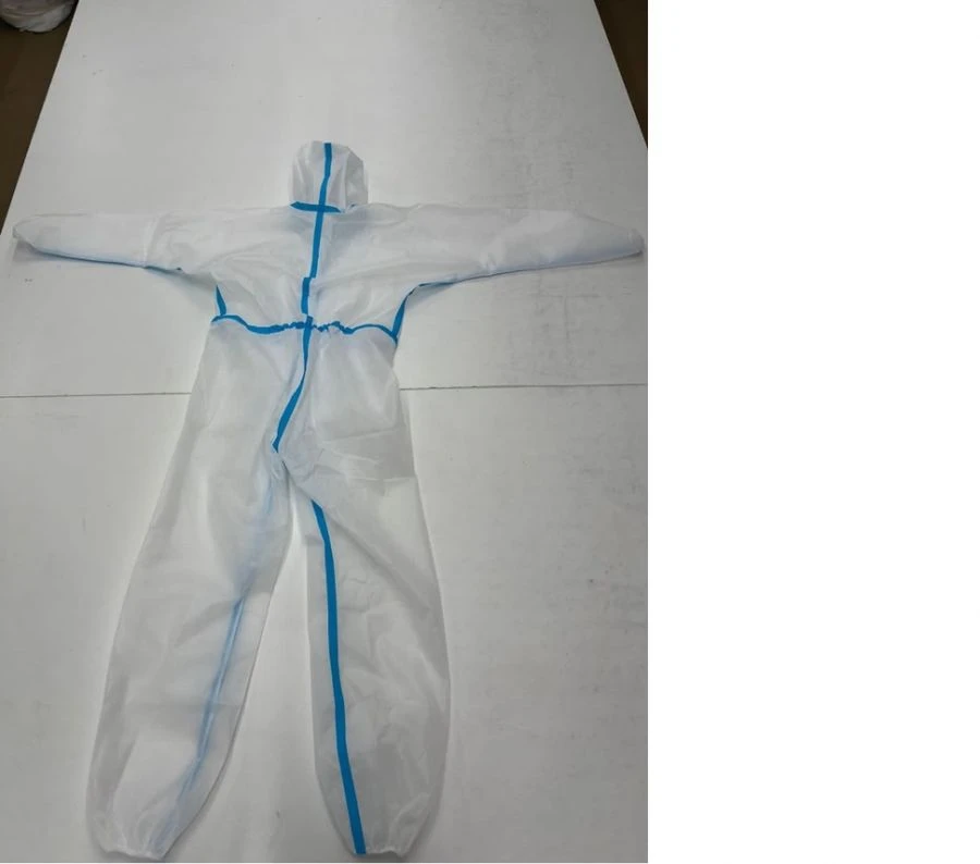 Medical protective coverall of disposable non-woven material.