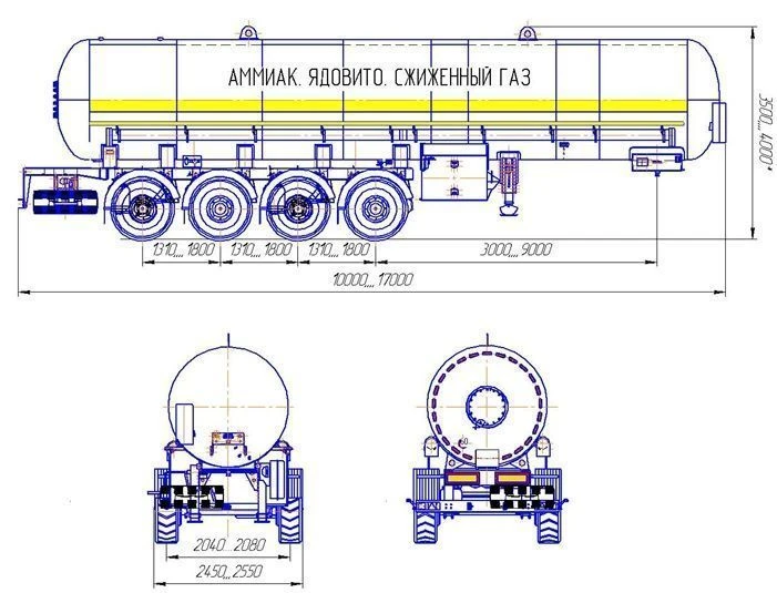 Semi-trailer-tanker PPTSTA4, type PPTST4, modification 96831-0000010-05 . Axial unit AGOS-4-GT7-00.00.000 or axial unit BP