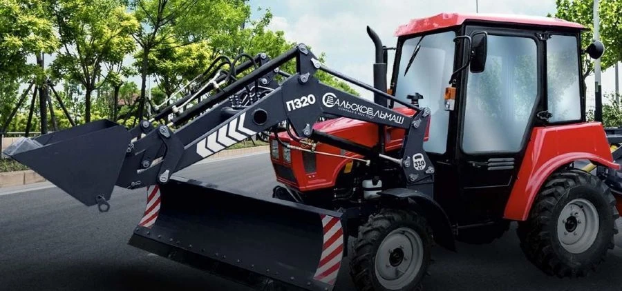 Front mounted loader, model P320-A (modification P320-0A) with interchangeable working bodies: bucket P320-2A, mouldboard P320-3
