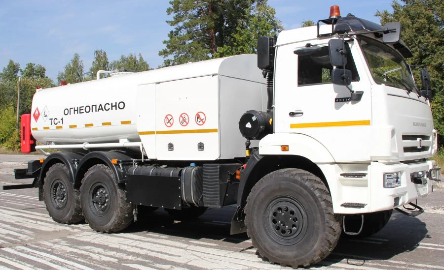 LKT-TZA type aerodrome refuelling tanker on KAMAZ 43118 chassis.