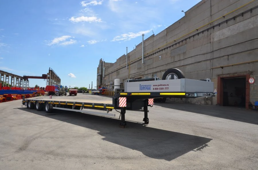 Semitrailer-heavy hauler Politrans 94183-031. Wheel axle "Plant" 1204-2410002. Tyre 235/75R17,5. In design: metal platform