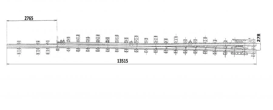 Curved frame rail of P65 type with straight shank of the project 2773.02.000-01