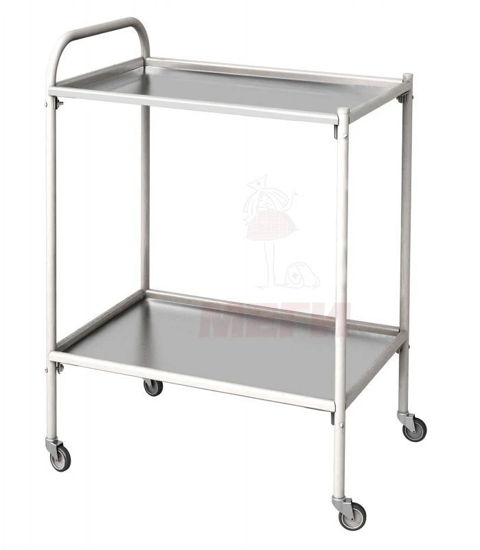 SPp-01-MSK(501) Mobile metal treatment table with two stainless steel shelves