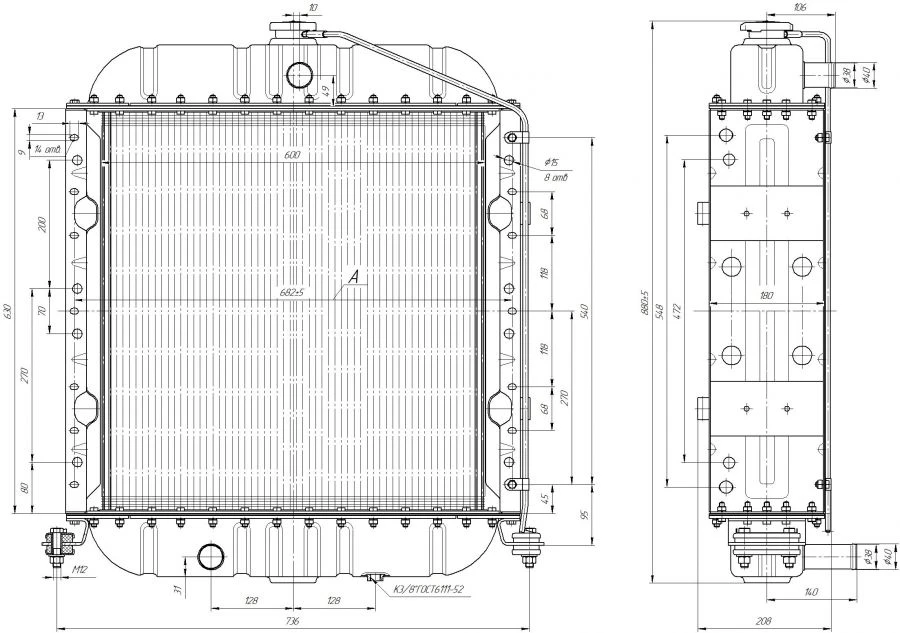 Water radiator D245S-956.1301.100
