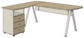 Ergonomic composite left-hand table on a metal frame. Set of furniture "Gamma"