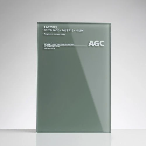 Lacobel Green Sage coated sheet glass 6 mm thick