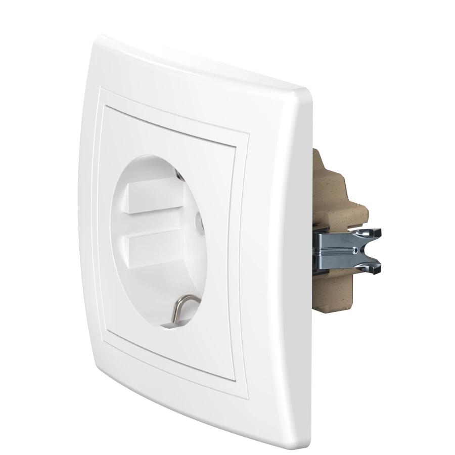 CADUCEUS ALING PRESTIGE Flush-mounted socket outlet with grounding plug with ceramic base 16A, 250V~, white, art. 60