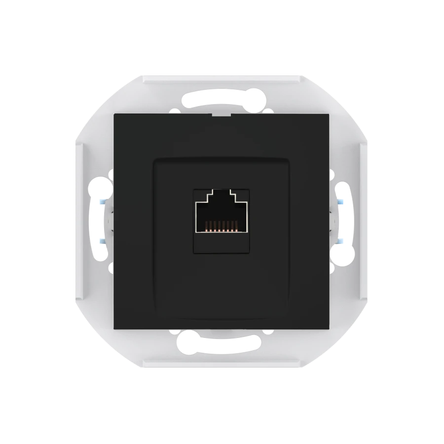 CADUCEUS ALING PRESTIGE Flush-mounted computer socket with Keystone RJ45 8P8C cat.6A FTP module, black (soft touch), art.