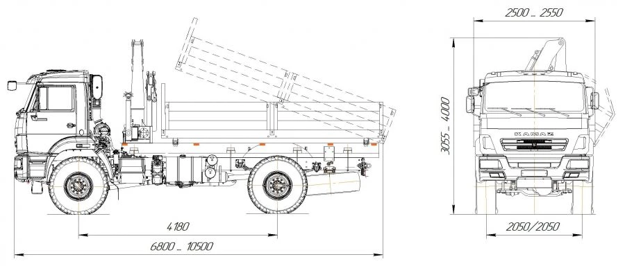 Dump trucks without CMU with diesel engine with GVW more than 5 tonnes , but not more than 20 tonnes, type 57590 modifications :