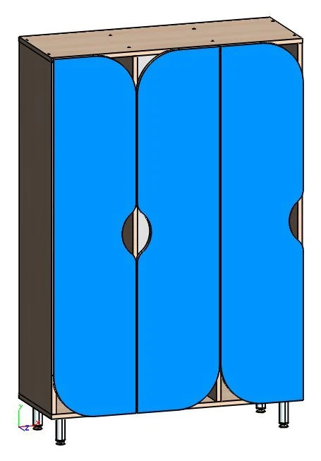 Cloakroom cupboard for children's clothes 3 sectional, Art. SSKD-03
