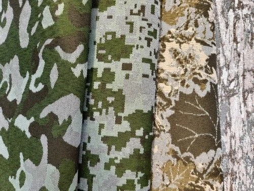 Polyester fabrics "Camouflage" with MBO finish with jacquard pattern art. 300436