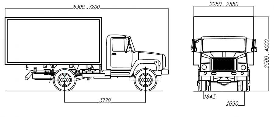 Vehicle, modifications: 2250LG is made on the basis of vehicle and chassis GAZ, modification 33086 (category N2G, with diesel en