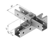 Plate Z-shaped 3 holes SMA 634, with overall dimensions from 40x45x80 mm, with metal thickness 5,0 mm, hot-dip galvanised steel