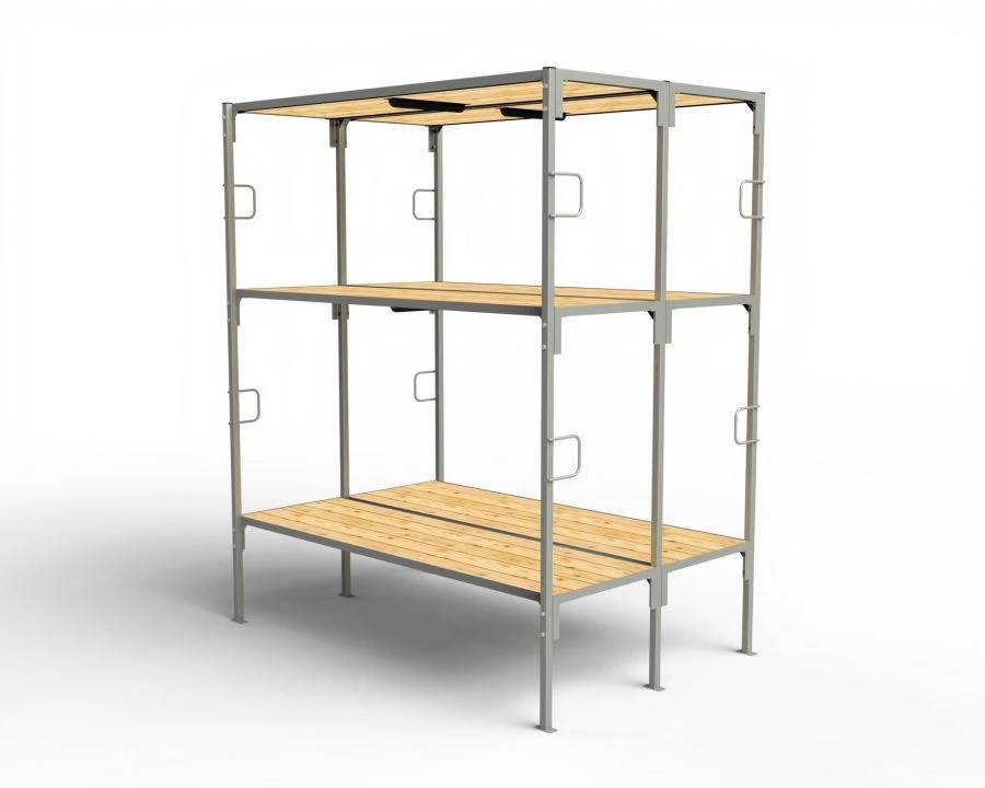 Double-sided metal three-tiered sheds