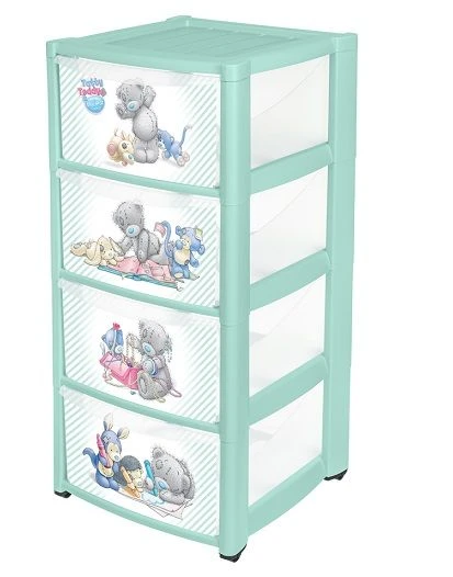 4313020; Children's wheeled chest of drawers with "ME TO YOU" 4 drawers (green)