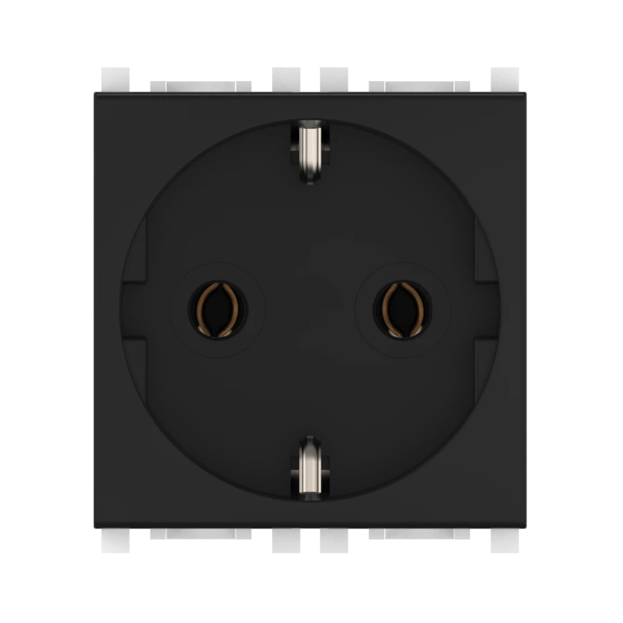 CADUCEUS ALING Experience Flush-mounted socket outlet with grounding with blinds without centre screw 16A, 250V~, 2M, black (sof