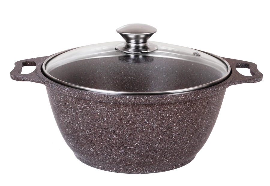 Cast aluminium 2L saucepan (with non-stick coating) TM Kukmara, with glass lid, "Marble Induction" line