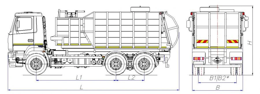 Side-loading rubbish truck of model MK-3551-11