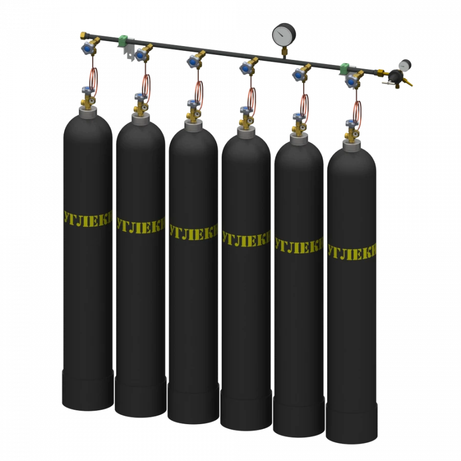 Carbon dioxide discharge frame for six cylinders RRU-6