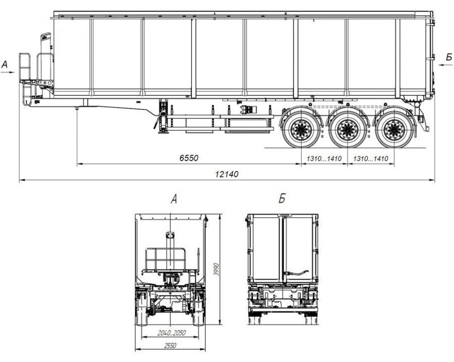 Tipper semitrailer AM9560-05 with CEYLAN AS-1210-225-ST-OV axles with carrying capacity 12 tonnes
