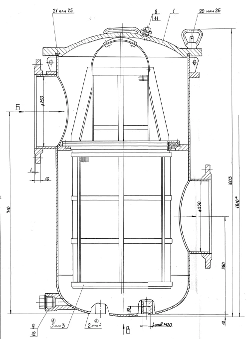 Nonferrous alloy flanged intake water filter DN 250, PN 0,4 MPa ITSHL.061144.008-01(427-03.113-2)