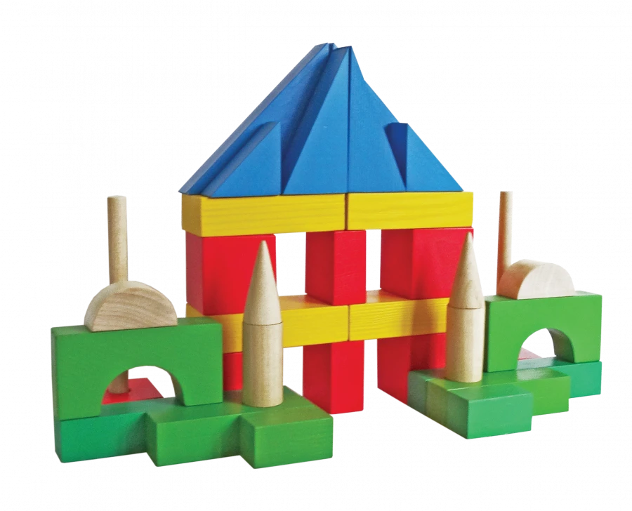 Children's tabletop wooden construction set BUILDER - 34 elements