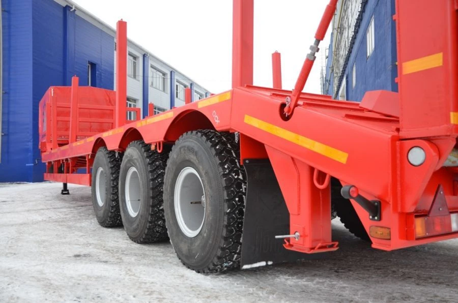 Semitrailer Politrans 94171-060. In design: metal sliding platform with decking, with pneumatic suspension. Axles pr-
