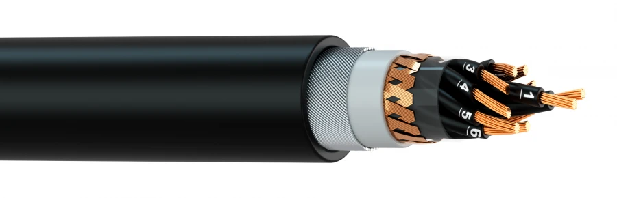 Installation cable not emitting corrosive - active gaseous products in case of combustion and smouldering, with common copper sh