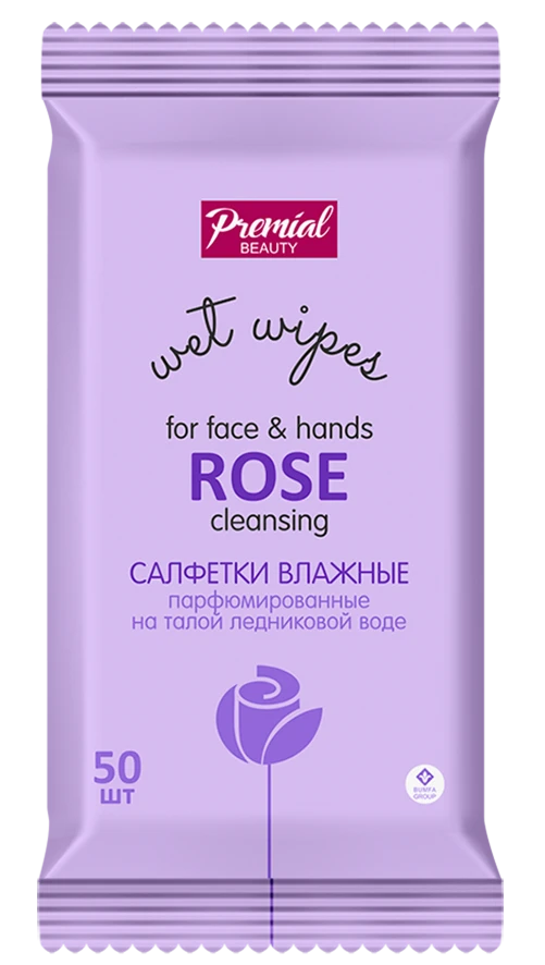 Aromatherapy Cleansing Wet Wipes with Rose Scent, 50 Pieces