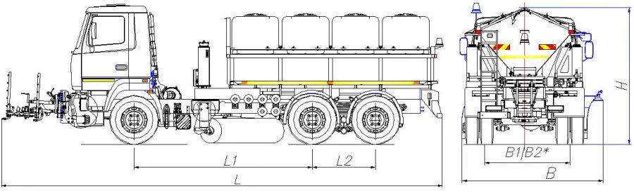 Road maintenance machine with a set of summer equipment model MK-3532-11