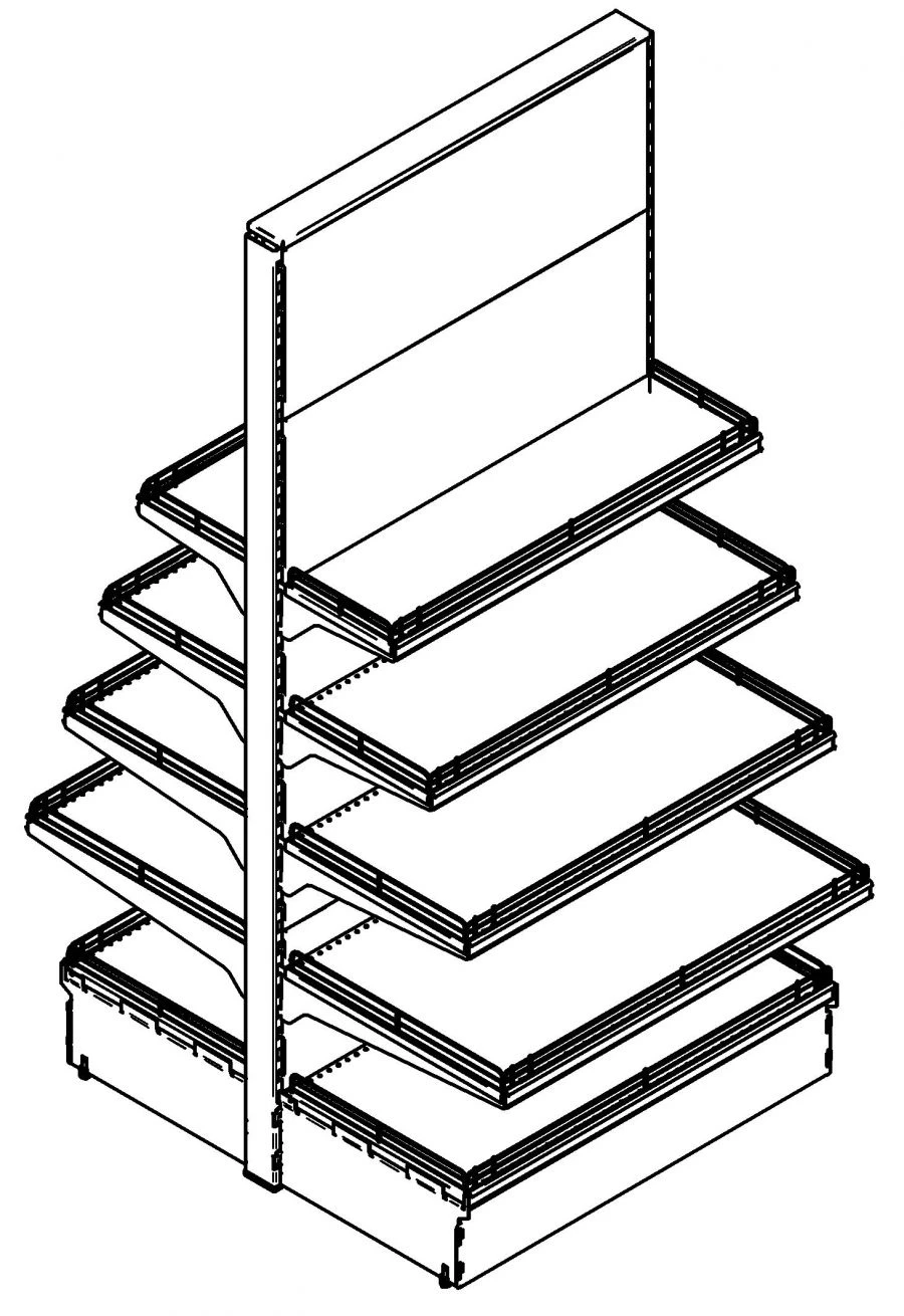 Shelving unit of the third type, double-sided, straight (island) ST3-OS