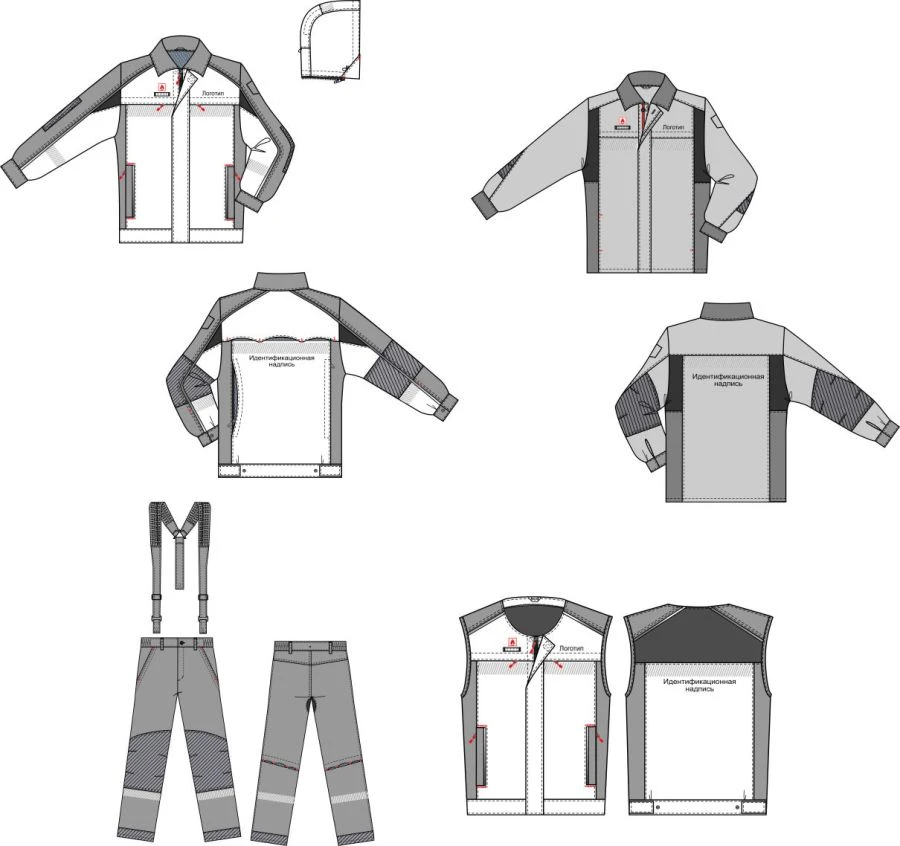 Special clothing for employees of the organisations of the Transneft system. Men's sets (jacket, shirt-jacket, waistcoat, trouse