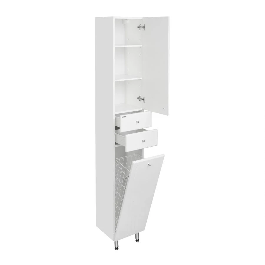 Cupboard - column Aquaton Minima M with linen basket left white 1A132303MN01L1.A132.3.03M.N01.L