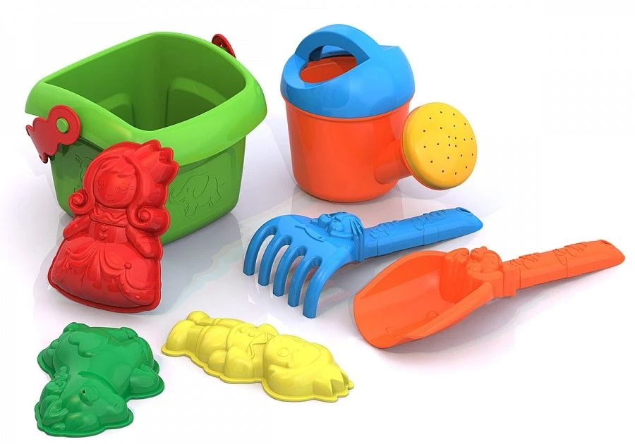 Sand Set #137 (bucket, scoop and rake, 3 moulds "Fairy Tale", leechka)