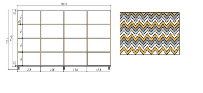 Cupboard for storing teaching aids open (with photo print). (School furniture brand "Interior" series "TDI School")