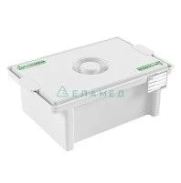 Polymer container (polypropylene) for disinfection and pre-sterilisation treatment of medical devices (with pocket)
