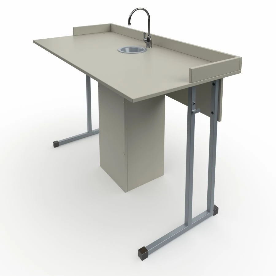 Pupil laboratory table with sides and sanitary ware