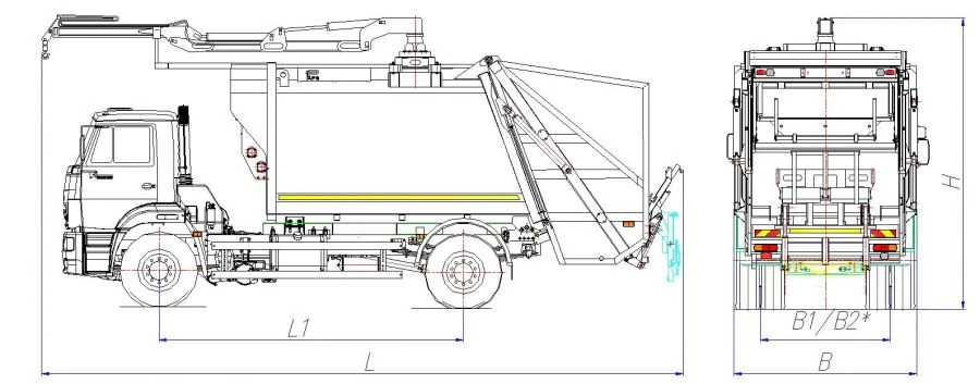 Rear-loading rubbish truck model MK-4547-05