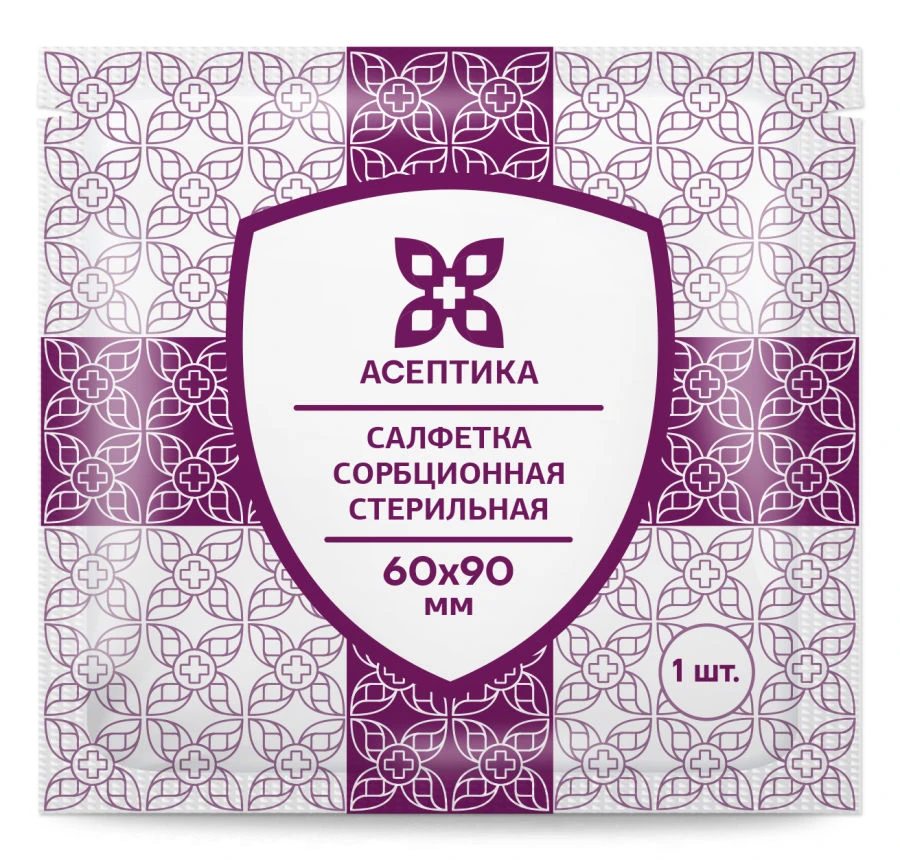 "Sterile sorption napkin" according to TU 32.50.50-007-51276525-2019, size 60x90 mm