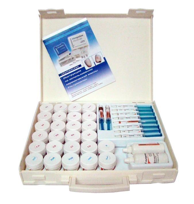 Set of dental materials "Ultropalin" for manufacturing of porcelain metal-ceramic crowns and bridges