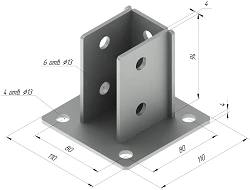 Support SM-F7, with overall dimensions 110x110x94 mm, metal thickness 4,0 mm, stainless steel grade AISI 316L