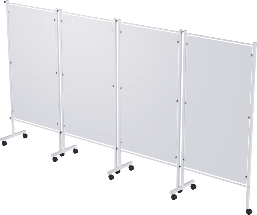 SHM - "MSC"(MSC-45303P) Medical screen of stainless steel on wheels, four-sectional, with plastic.